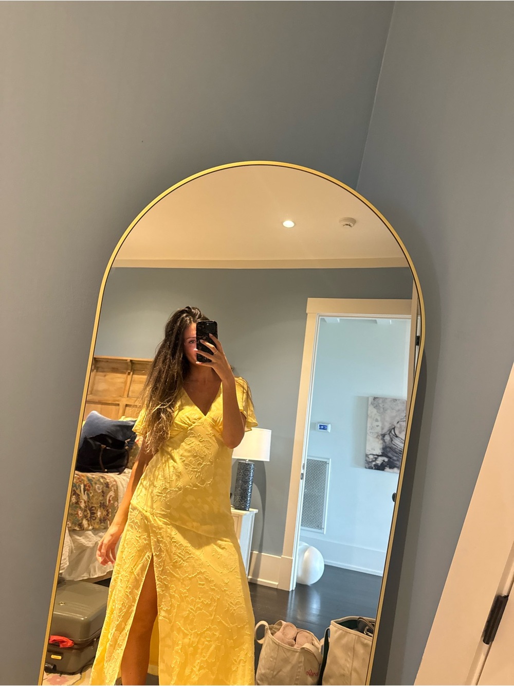 ASTR the Label Yellow Midi Dress